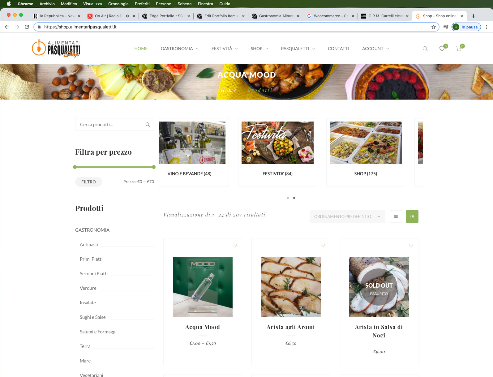 SG Consulting realizzazione shop online alimentari pasqualetti