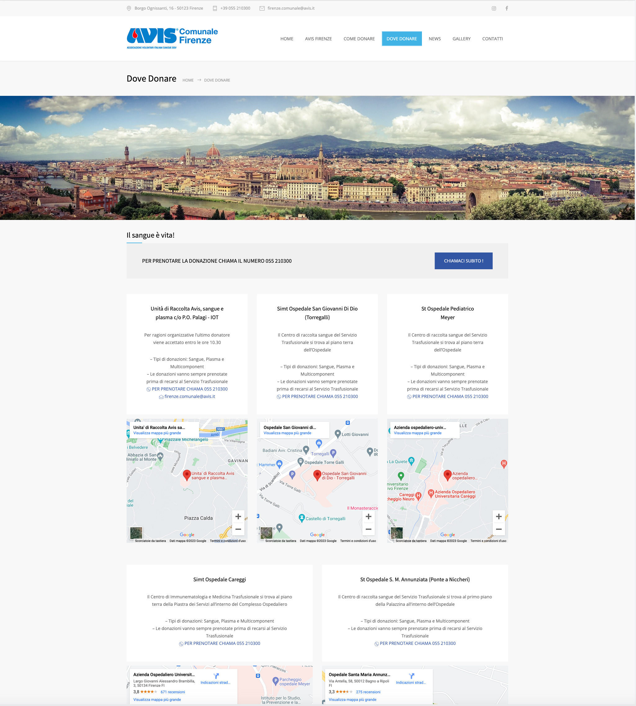 SG CONSULTING sito web AVIS Comunale Firenze